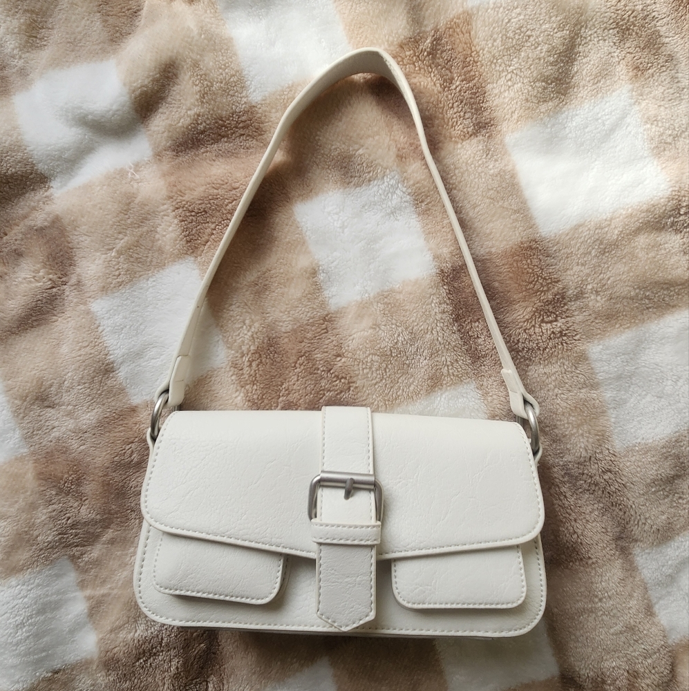 Brandy Melville White Buckle Shoulder Bag